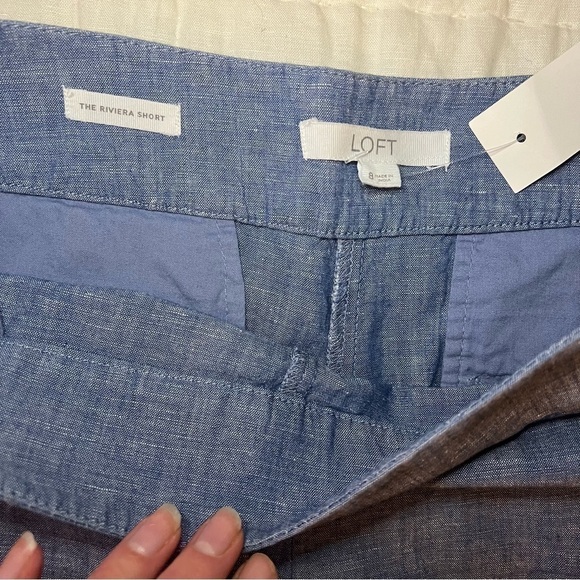 NWT Ann Taylor Loft Chambray Rivera Scalloped 4 Inch Inseam Shorts Size 8 - Picture 6 of 13